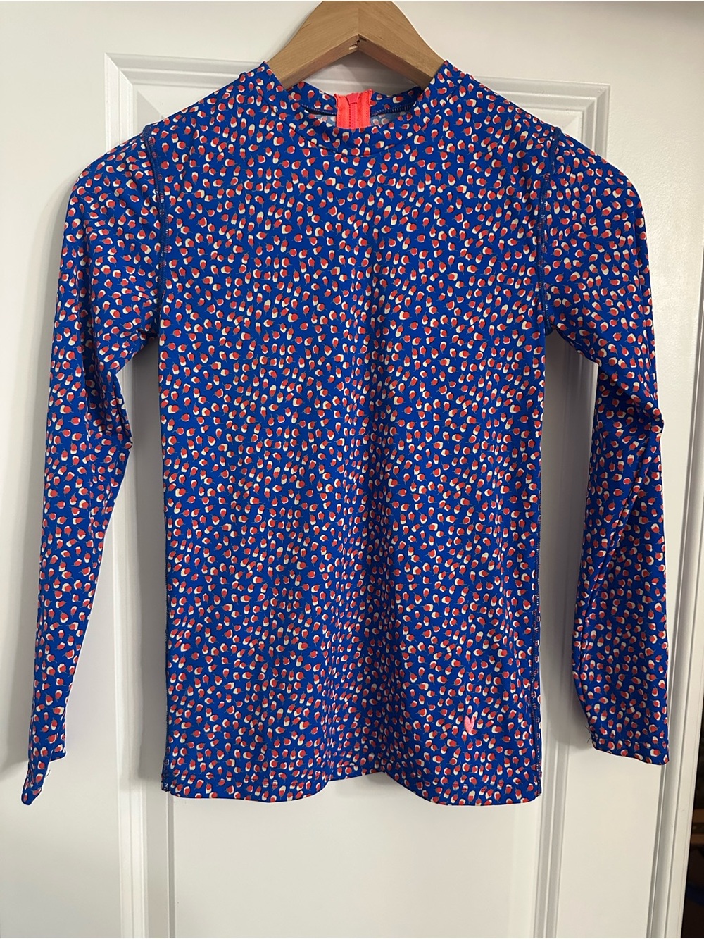 Crewcuts Girls Size 12 Blue Long-Sleeve Swim Rashguard with Flower Print
